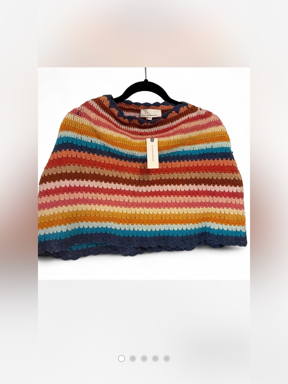 Anthropologie multi-colored striped crochet poncho